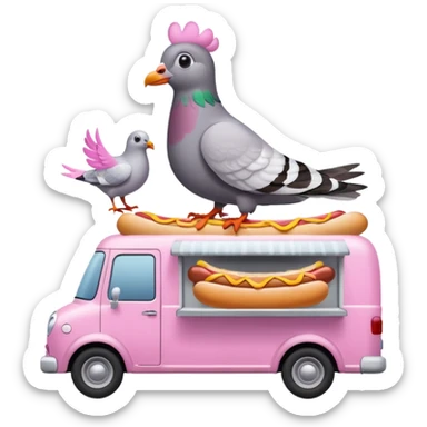 Pigeon is in the hot dog Van sticker