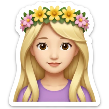 asian woman blonde flower crown long hair sticker