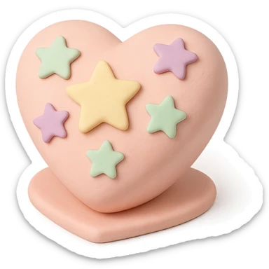 heart-shaped fondant cake with pastel fondant stars sticker