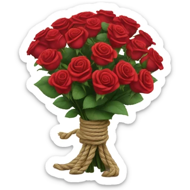 Bouquet red roses binded with rope. Make bouquet bigger and rope a bit thinner sticker