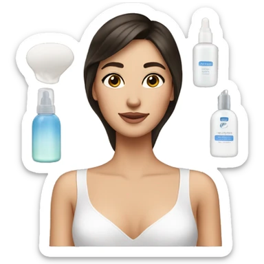 Brunette girl doing skincare  sticker