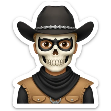 🤠+💀, colocar uma máscara preta no pescoço  sticker