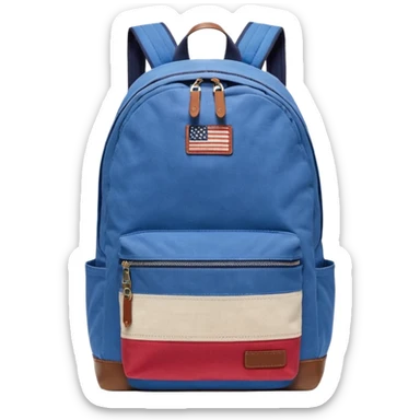 simple blue backpack with tommyjeans logo like american flag ony at the bottom pocket 

 sticker