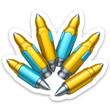 five bullets. four of them of one yellow and gray and the fith one of another color as hioghlighted sticker