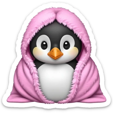 Cute penguin wrapped on pink blanket sticker