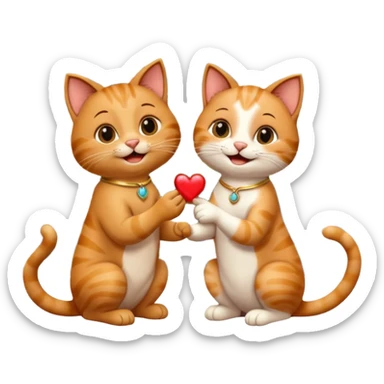 one happy cat proposing marriage to another happy cat in Rome, Italy, joyful and expressive, with a ring or proposal gesture, Roman scenery sticker