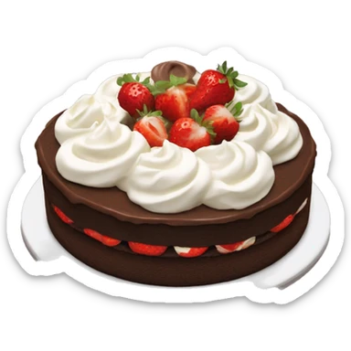 Chocolate cake with whipped cream and strawberries sticker