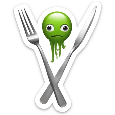 Thanks from squidgame holding a fork sticker
