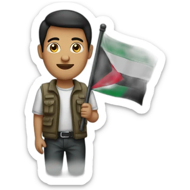 man-holding-palestinian-flag sticker