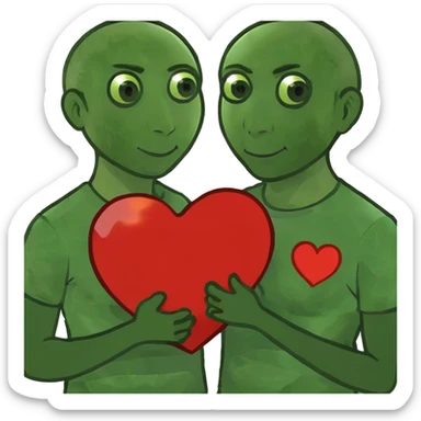 Couple holding heart  sticker