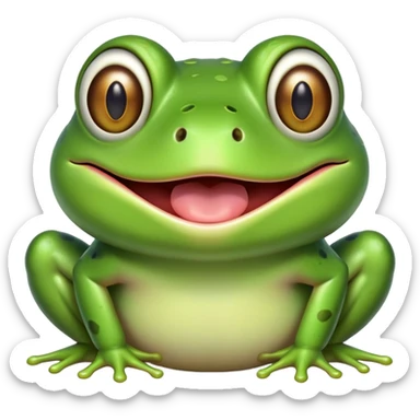 Green frog with its tongue sticking out and cross-eyed, silly expression sticker
