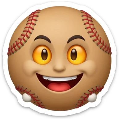 I want a emoji of a emoji with a evil smile throwing a baseball very hard sticker