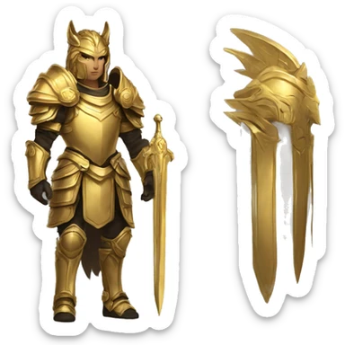 leonin paladin with gold armor an golden manes sticker