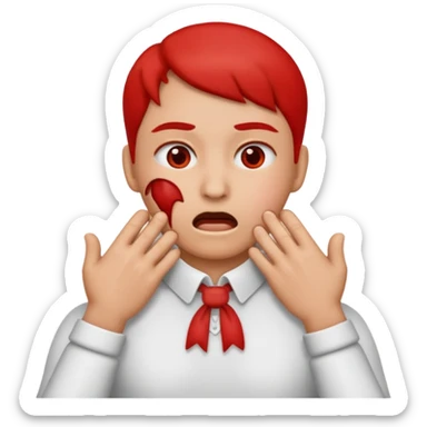 an emoji with its hands on its neck pretending to choke itself out sticker