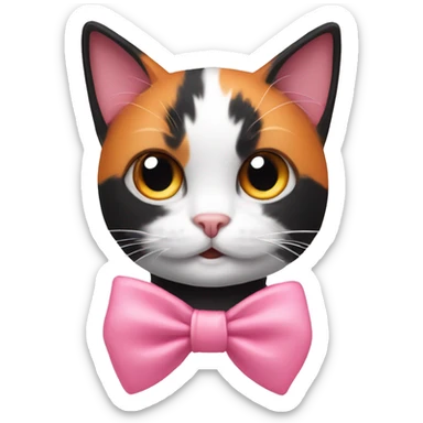 orange black white cat with a pink bow sticker