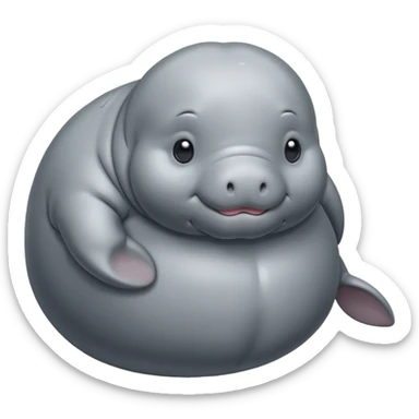 Manatee cute and fat emoji sticker
