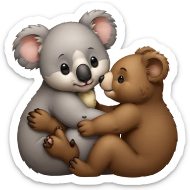 Koala kisses brown bear sticker