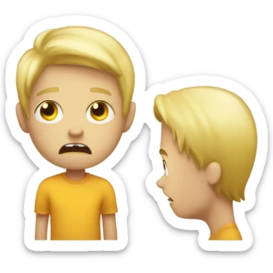 full body blond boy scared about a monster  sticker