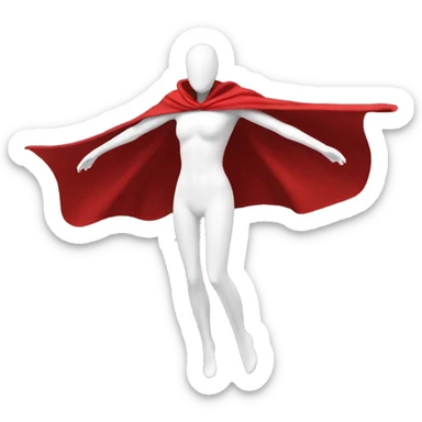 faceless white mannequin flying red cape without hood sticker