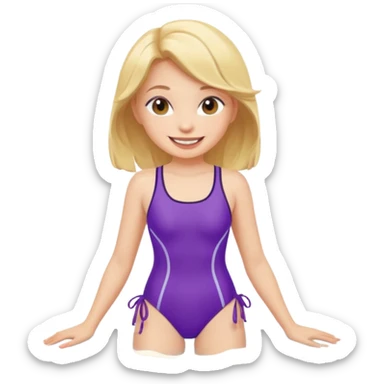A flat cartoon girl in swimsuit sticker