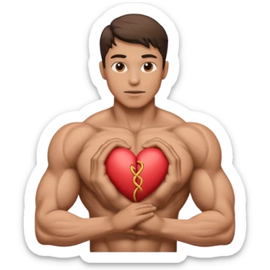man with his body twisted into a heart sticker