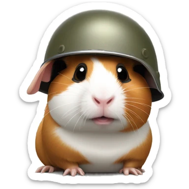 traumatised guinea pig with soldier helmet slightly askewasque sticker
