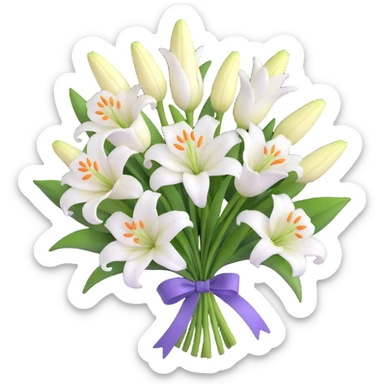 elegant bouquet of white lilies with ribbon sticker