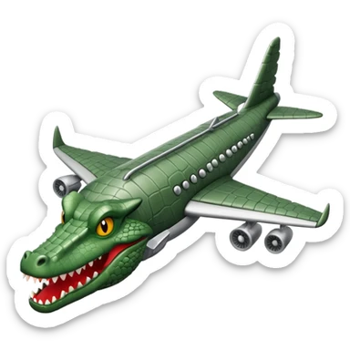 gray plane with a crocodile head sticker