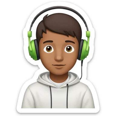 brown boy listening to music with headphones on Spotify sticker