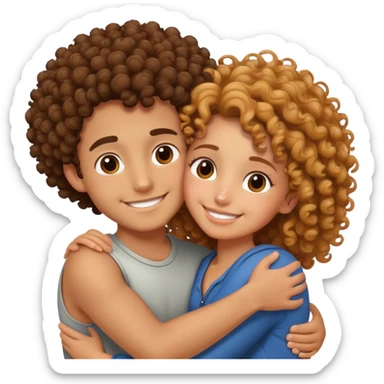 A curly boy hug his girl friend  sticker