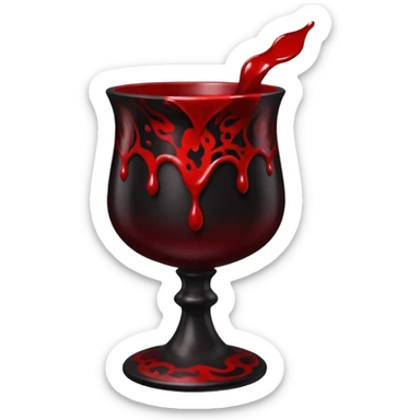 Chalice filled with dark liquid resembling blood and ink, sensual ritual sticker