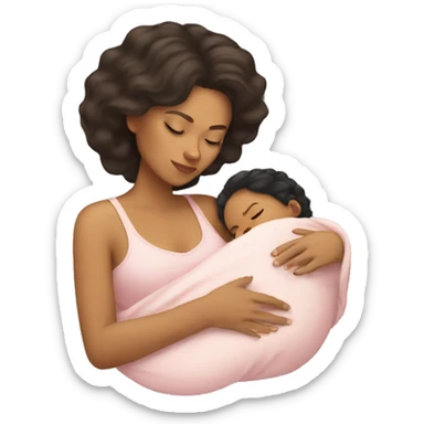 Hispanic Mom and light skin baby girl sleeping sticker