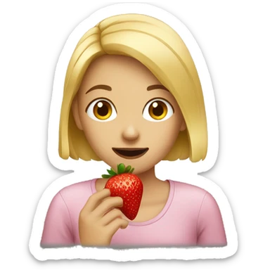 A girl eating strawberries  sticker