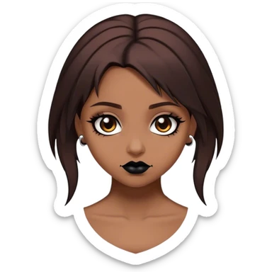 Brown girl brown hair goth sticker
