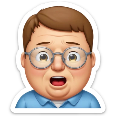 cartoon peter griffin with glasses as a laughing crying emoji sticker
