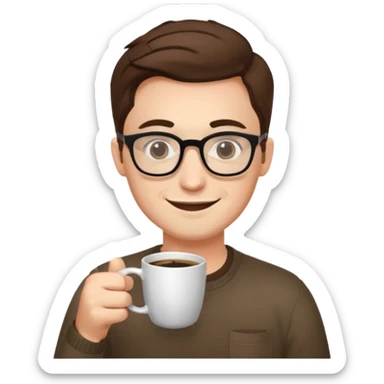 web developer, coffee, glasses, mid 20 sticker