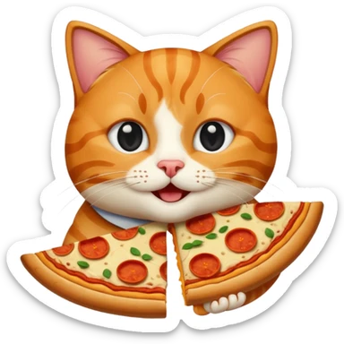 happy cat with pizza sticker