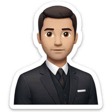 Good-looking robust man in his mid-40s with light brown skin tone, short black hair with evident fade cut, 5 o'clock shadow/scruff instead of beard, strong square face, approachable TV host expression, black blazer left open showing white buttoned shirt with open collar, no tie sticker