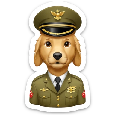 A golden retriever in the army sticker