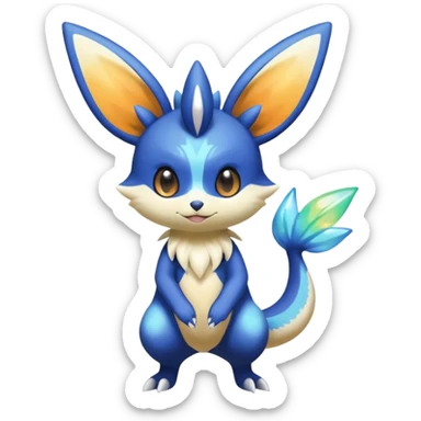Colorful Shiny Exotic Victini-Salandit-Meowstic-Minccino-Fakémon-hybrid-creature (full body)  sticker