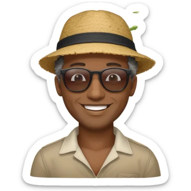 Black man salt n pepper hair smiling with blonde in love on beach make his hair black sticker