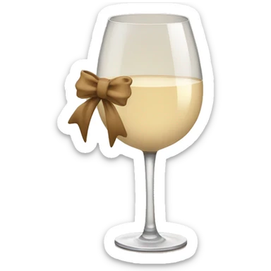 Beige asthetic wine Glas with a bow  sticker