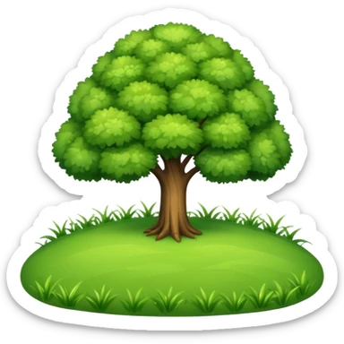 a grassy field with a single tree emoji sticker