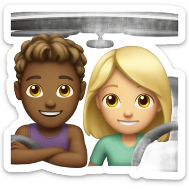 Boy and girl smiling in car sticker
