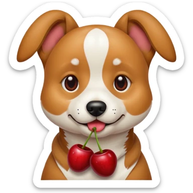 dog with cherries sticker