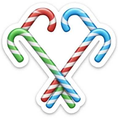 dual candy canes crossed together like swords striped with blue instead of red sticker