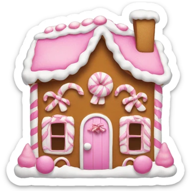 gingerbread house with pink and white accents and bows  sticker