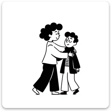 a person hugging someone named George, hand drawn doodle style sticker