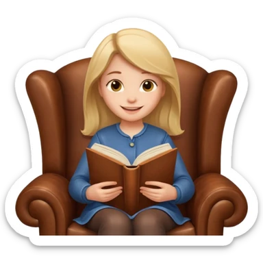 cozy armchair and book story time emoji sticker