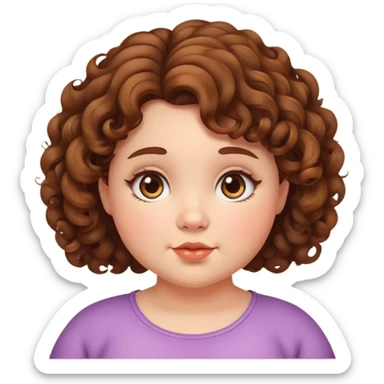 A girl with a curly brown hair and chubby cute cheeks  sticker